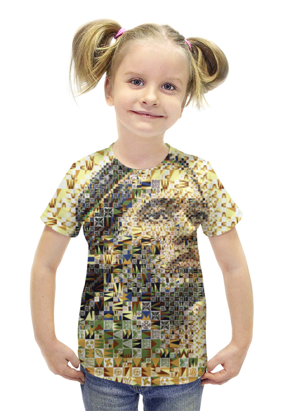 Заказать детскую футболку в Москве. Футболка с полной запечаткой для девочек Футбольная мозайка Дидье Дрогба от CoolDesign - готовые дизайны и нанесение принтов.