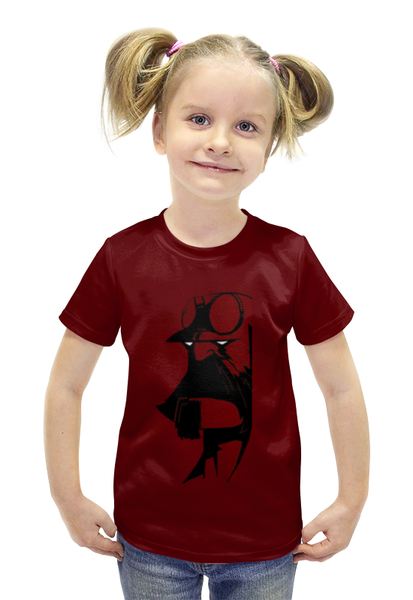 Заказать детскую футболку в Москве. Футболка с полной запечаткой для девочек Хеллбой от scoopysmith - готовые дизайны и нанесение принтов.