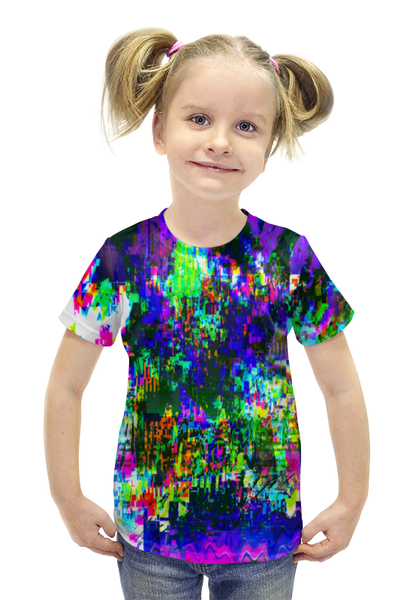 Заказать детскую футболку в Москве. Футболка с полной запечаткой для девочек Узор красок от THE_NISE  - готовые дизайны и нанесение принтов.