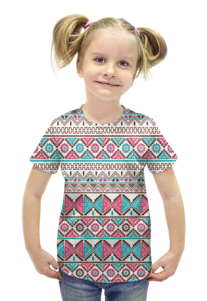 Заказать детскую футболку в Москве. Футболка с полной запечаткой для девочек Графика от THE_NISE  - готовые дизайны и нанесение принтов.