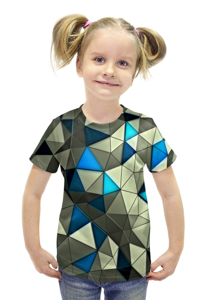 Заказать детскую футболку в Москве. Футболка с полной запечаткой для девочек Стекло серо-голубое от THE_NISE  - готовые дизайны и нанесение принтов.