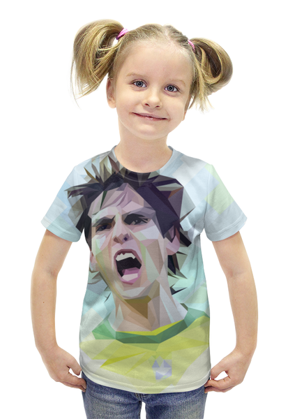 Заказать детскую футболку в Москве. Футболка с полной запечаткой для девочек Футбольная мозайка Кака от CoolDesign - готовые дизайны и нанесение принтов.