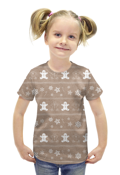 Заказать детскую футболку в Москве. Футболка с полной запечаткой для девочек печенье от THE_NISE  - готовые дизайны и нанесение принтов.