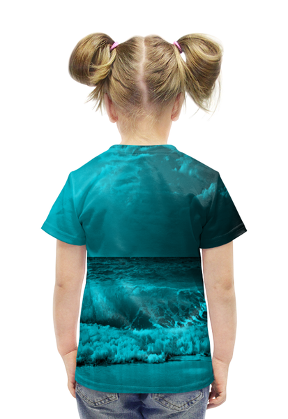 Заказать детскую футболку в Москве. Футболка с полной запечаткой для девочек Морские волны от THE_NISE  - готовые дизайны и нанесение принтов.