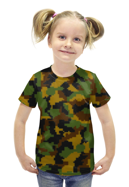 Заказать детскую футболку в Москве. Футболка с полной запечаткой для девочек Камуфляжный от THE_NISE  - готовые дизайны и нанесение принтов.
