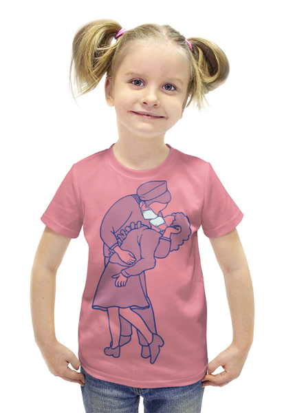 Заказать детскую футболку в Москве. Футболка с полной запечаткой для девочек Любовь и Вирус от MariYang  - готовые дизайны и нанесение принтов.