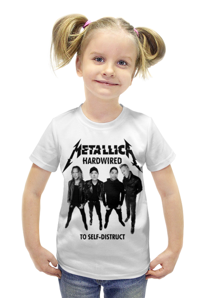 Заказать детскую футболку в Москве. Футболка с полной запечаткой для девочек Metallica от geekbox - готовые дизайны и нанесение принтов.