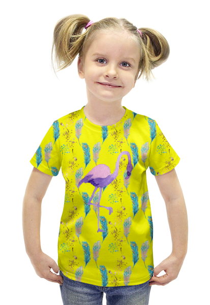 Заказать детскую футболку в Москве. Футболка с полной запечаткой для девочек перья от THE_NISE  - готовые дизайны и нанесение принтов.