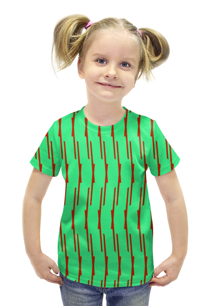 Заказать детскую футболку в Москве. Футболка с полной запечаткой для девочек Красные полосы от THE_NISE  - готовые дизайны и нанесение принтов.