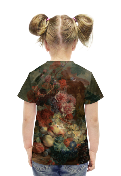 Заказать детскую футболку в Москве. Футболка с полной запечаткой для девочек Цветы (Ян ван Хёйсум) от trend - готовые дизайны и нанесение принтов.