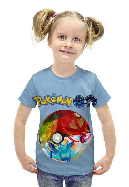Заказать детскую футболку в Москве. Футболка с полной запечаткой для девочек Pokemon Go от ПРИНТЫ ПЕЧАТЬ  - готовые дизайны и нанесение принтов.