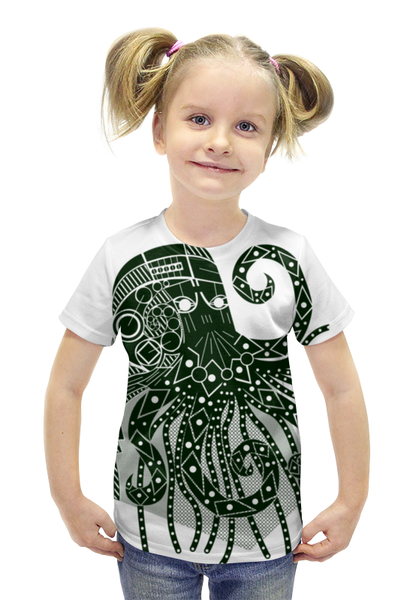 Заказать детскую футболку в Москве. Футболка с полной запечаткой для девочек Ктулху от printik - готовые дизайны и нанесение принтов.