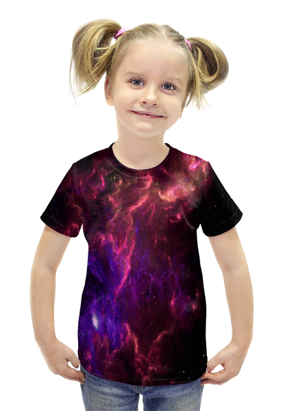 Заказать детскую футболку в Москве. Футболка с полной запечаткой для девочек Космический от THE_NISE  - готовые дизайны и нанесение принтов.