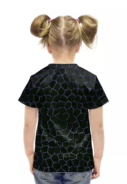 Заказать детскую футболку в Москве. Футболка с полной запечаткой для девочек Темные соты от Alexey Evsyunin - готовые дизайны и нанесение принтов.