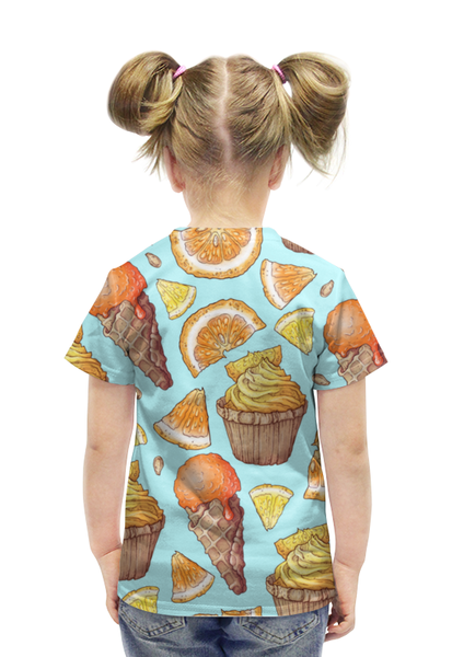 Заказать детскую футболку в Москве. Футболка с полной запечаткой для девочек Сладости от THE_NISE  - готовые дизайны и нанесение принтов.