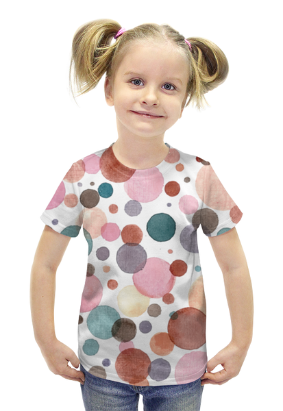 Заказать детскую футболку в Москве. Футболка с полной запечаткой для девочек Акварельная от BeliySlon - готовые дизайны и нанесение принтов.