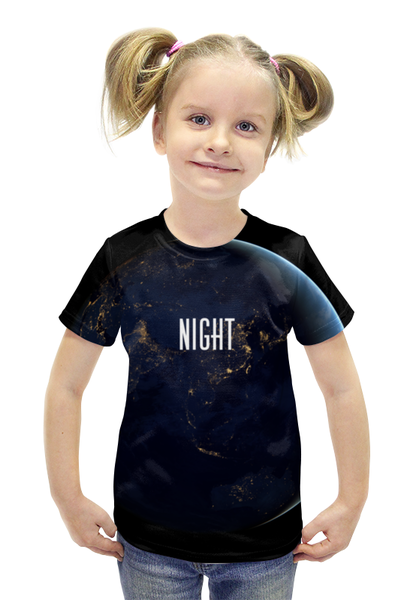 Заказать детскую футболку в Москве. Футболка с полной запечаткой для девочек NIGHT от CoolDesign - готовые дизайны и нанесение принтов.