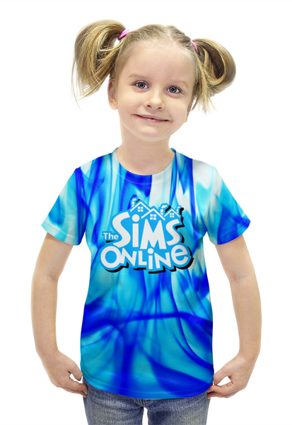 Заказать детскую футболку в Москве. Футболка с полной запечаткой для девочек Sims Online от THE_NISE  - готовые дизайны и нанесение принтов.