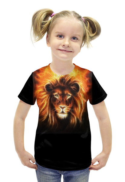 Заказать детскую футболку в Москве. Футболка с полной запечаткой для девочек Огненный лев от Ирина - готовые дизайны и нанесение принтов.