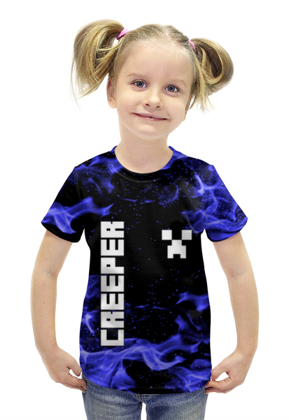 Заказать детскую футболку в Москве. Футболка с полной запечаткой для девочек MINECRAFT CREEPER от weeert - готовые дизайны и нанесение принтов.