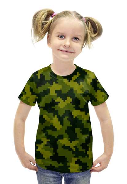Заказать детскую футболку в Москве. Футболка с полной запечаткой для девочек Лето Камуфляж от THE_NISE  - готовые дизайны и нанесение принтов.