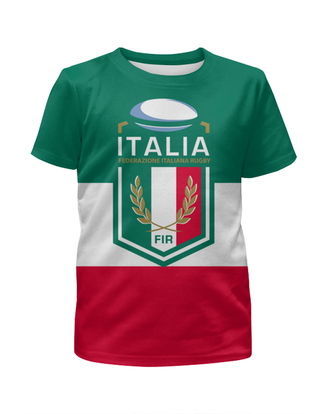 Заказать детскую футболку в Москве. Футболка с полной запечаткой для девочек Италия регби от rugby - готовые дизайны и нанесение принтов.