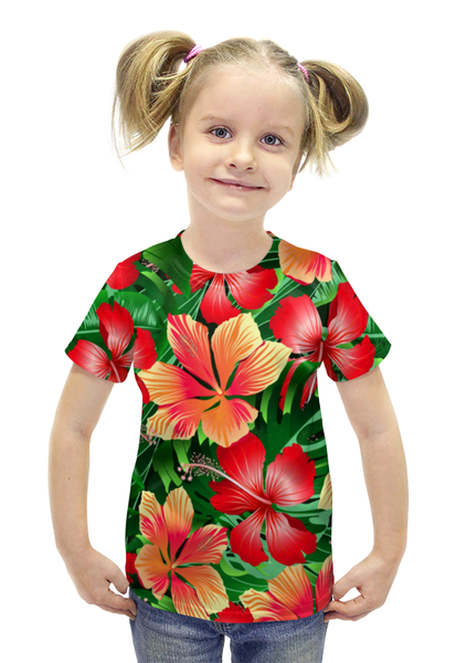 Заказать детскую футболку в Москве. Футболка с полной запечаткой для девочек Сад цветов от THE_NISE  - готовые дизайны и нанесение принтов.
