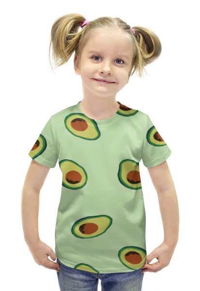 Заказать детскую футболку в Москве. Футболка с полной запечаткой для девочек  Авокадо от THE_NISE  - готовые дизайны и нанесение принтов.