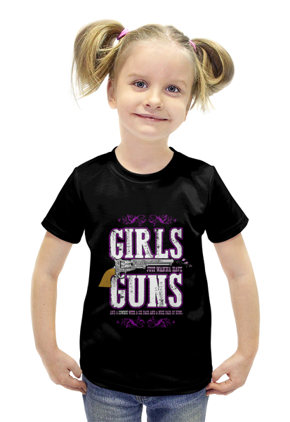 Заказать детскую футболку в Москве. Футболка с полной запечаткой для девочек Девушкам просто нужен ствол от Рустам Юсупов - готовые дизайны и нанесение принтов.