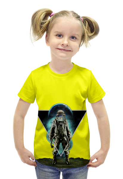 Заказать детскую футболку в Москве. Футболка с полной запечаткой для девочек Астронавт от queen  - готовые дизайны и нанесение принтов.