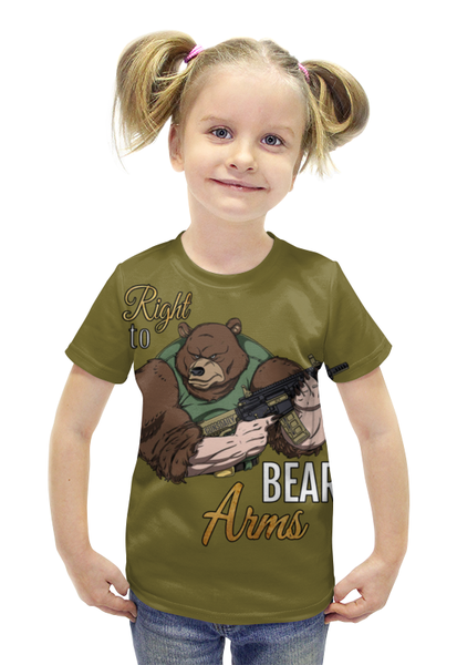 Заказать детскую футболку в Москве. Футболка с полной запечаткой для девочек Bear Arms от Leichenwagen - готовые дизайны и нанесение принтов.