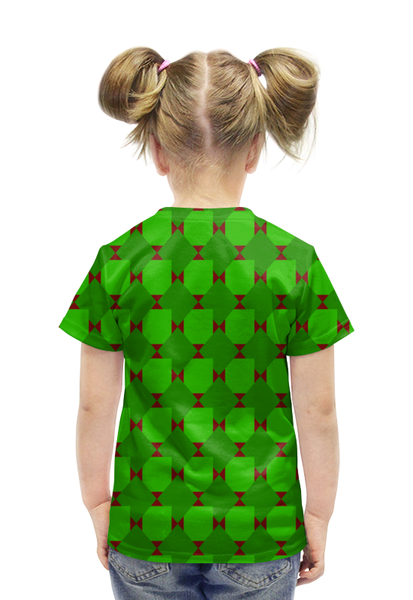 Заказать детскую футболку в Москве. Футболка с полной запечаткой для девочек Зеленые ромбы от THE_NISE  - готовые дизайны и нанесение принтов.