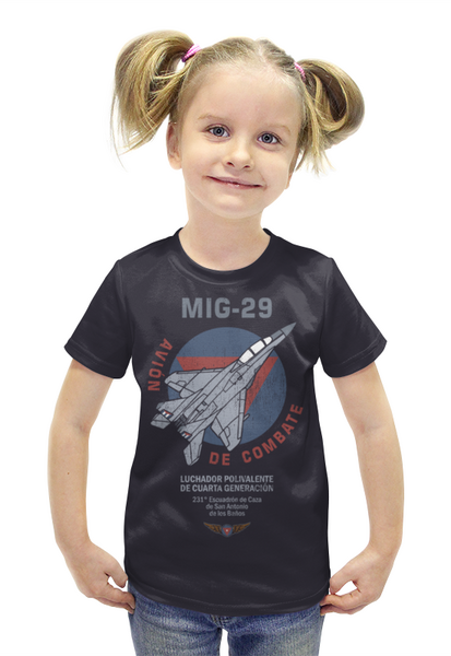 Заказать детскую футболку в Москве. Футболка с полной запечаткой для девочек Миг-29 (Куба) от Рустам Юсупов - готовые дизайны и нанесение принтов.
