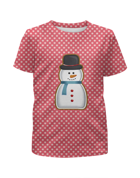 Заказать детскую футболку в Москве. Футболка с полной запечаткой для девочек снеговик от THE_NISE  - готовые дизайны и нанесение принтов.