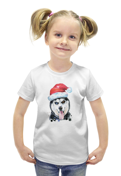 Заказать детскую футболку в Москве. Футболка с полной запечаткой для девочек Хаски от THE_NISE  - готовые дизайны и нанесение принтов.