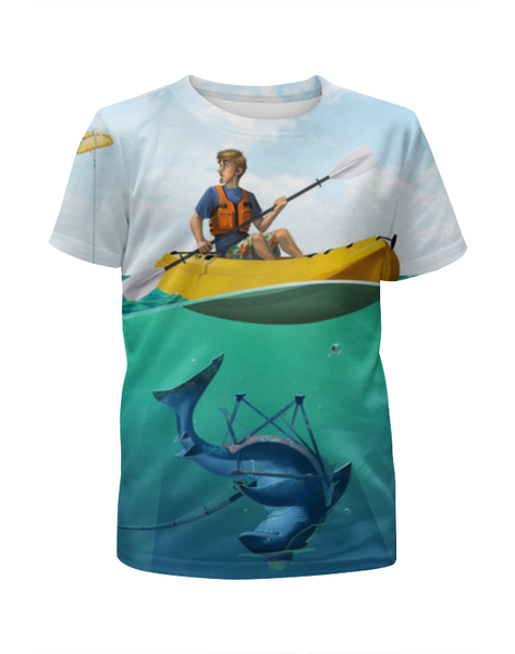 Заказать детскую футболку в Москве. Футболка с полной запечаткой для девочек Рыбалка от ПРИНТЫ ПЕЧАТЬ  - готовые дизайны и нанесение принтов.