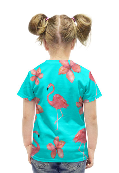 Заказать детскую футболку в Москве. Футболка с полной запечаткой для девочек фламинго от THE_NISE  - готовые дизайны и нанесение принтов.
