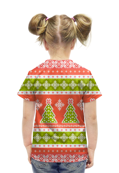 Заказать детскую футболку в Москве. Футболка с полной запечаткой для девочек Новогодний орнамент от THE_NISE  - готовые дизайны и нанесение принтов.