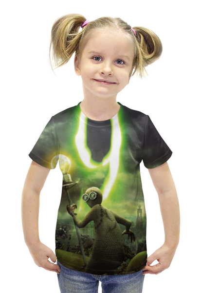 Заказать детскую футболку в Москве. Футболка с полной запечаткой для девочек Девять от skynatural - готовые дизайны и нанесение принтов.