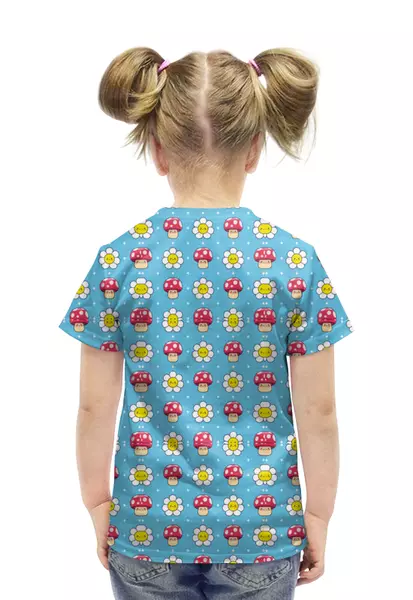 Заказать детскую футболку в Москве. Футболка с полной запечаткой для девочек грибы,цветы от queen  - готовые дизайны и нанесение принтов.
