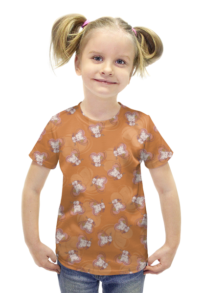 Заказать детскую футболку в Москве. Футболка с полной запечаткой для девочек Котенок с клубком от valezar - готовые дизайны и нанесение принтов.