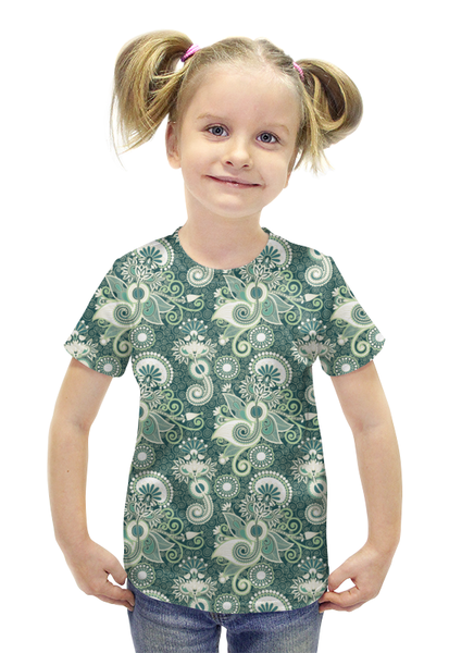 Заказать детскую футболку в Москве. Футболка с полной запечаткой для девочек Изумрудный Сад от Wax  - готовые дизайны и нанесение принтов.