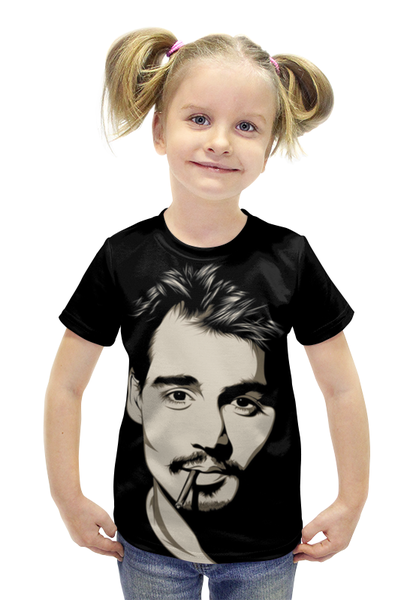 Заказать детскую футболку в Москве. Футболка с полной запечаткой для девочек Джонни Депп от olga - готовые дизайны и нанесение принтов.