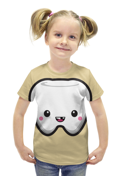 Заказать детскую футболку в Москве. Футболка с полной запечаткой для девочек Tooth / Зуб от crash - готовые дизайны и нанесение принтов.