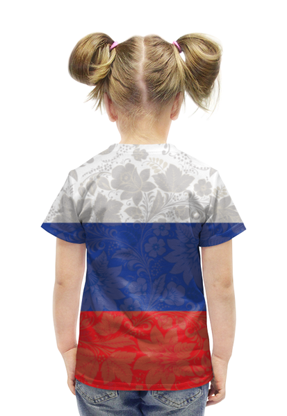 Заказать детскую футболку в Москве. Футболка с полной запечаткой для девочек Я люблю Россию! от Chance777 - готовые дизайны и нанесение принтов.