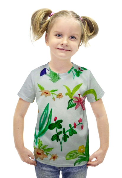 Заказать детскую футболку в Москве. Футболка с полной запечаткой для девочек Ботаника от mrs-snit@yandex.ru - готовые дизайны и нанесение принтов.