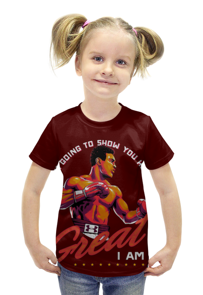 Заказать детскую футболку в Москве. Футболка с полной запечаткой для девочек Muhammad Ali от Leichenwagen - готовые дизайны и нанесение принтов.