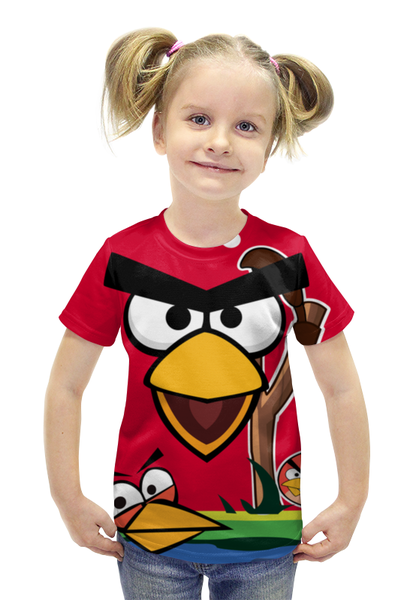 Заказать детскую футболку в Москве. Футболка с полной запечаткой для девочек Angry Birds 2 от Сергей Дульнев - готовые дизайны и нанесение принтов.