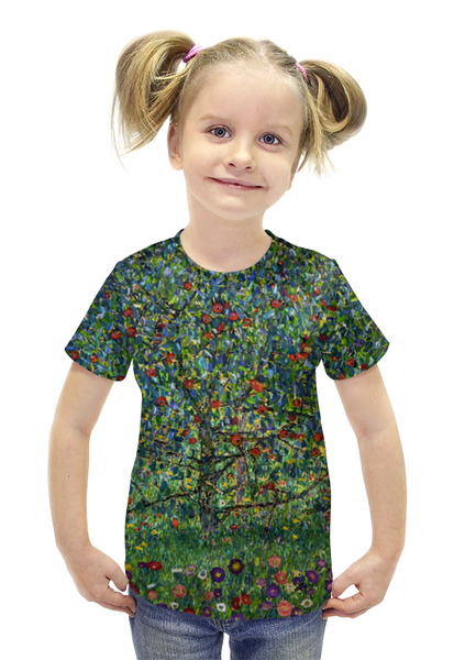 Заказать детскую футболку в Москве. Футболка с полной запечаткой для девочек Яблоня I (Густав Климт) от trend - готовые дизайны и нанесение принтов.