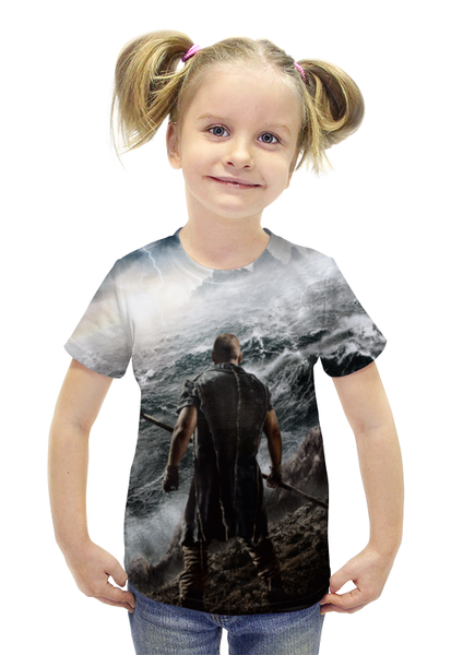 Заказать детскую футболку в Москве. Футболка с полной запечаткой для девочек Ноев ковчег от skynatural - готовые дизайны и нанесение принтов.